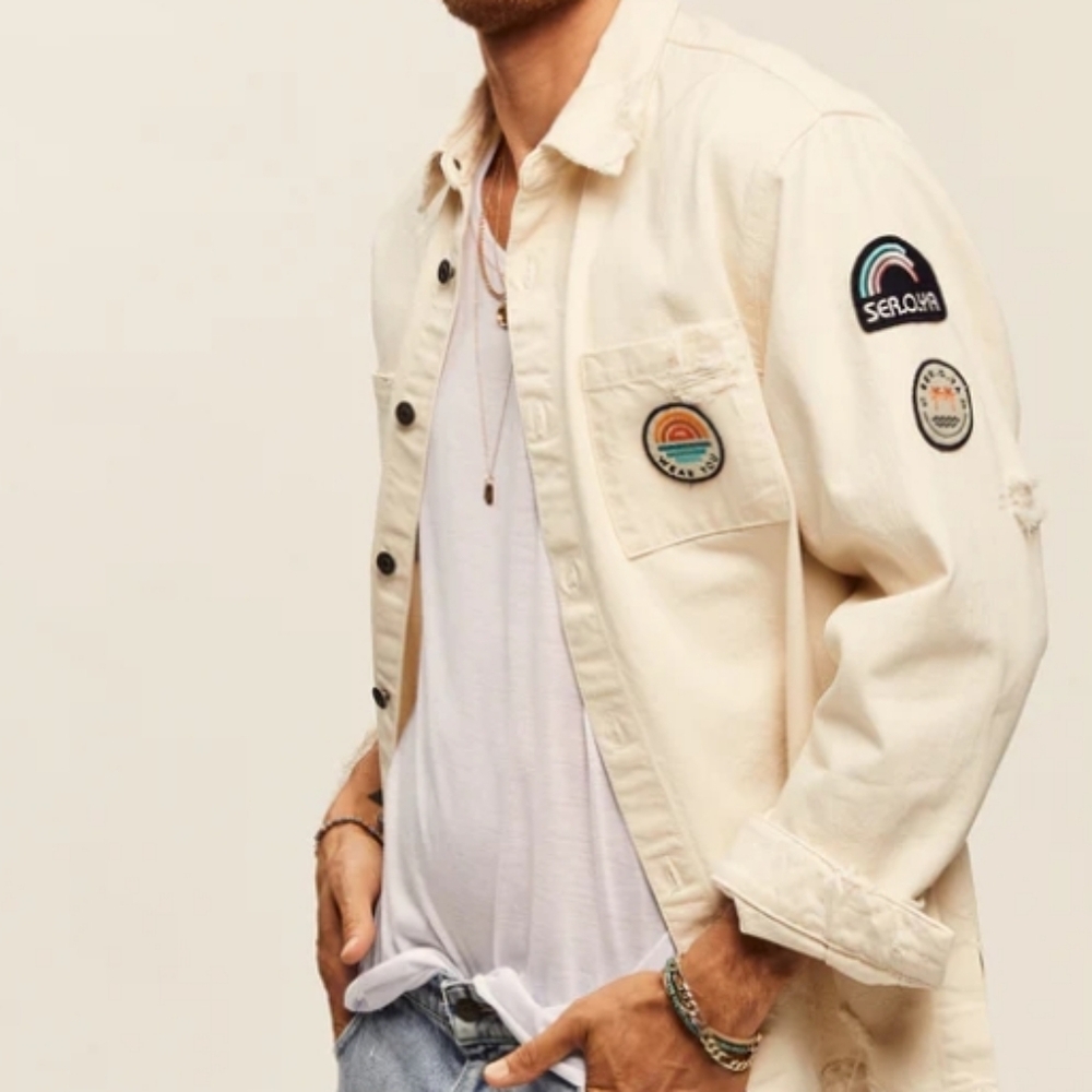 Men's Seroya Theo Shacket In Natural Size Medium NWT